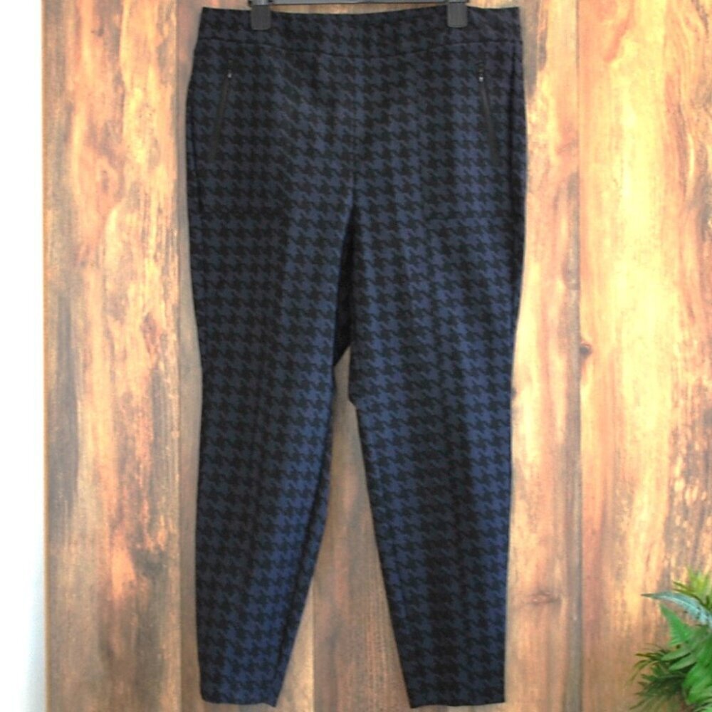 Lane Bryant Black/Navy Pattern Stretch Slacks Dress Pants Spandex 16